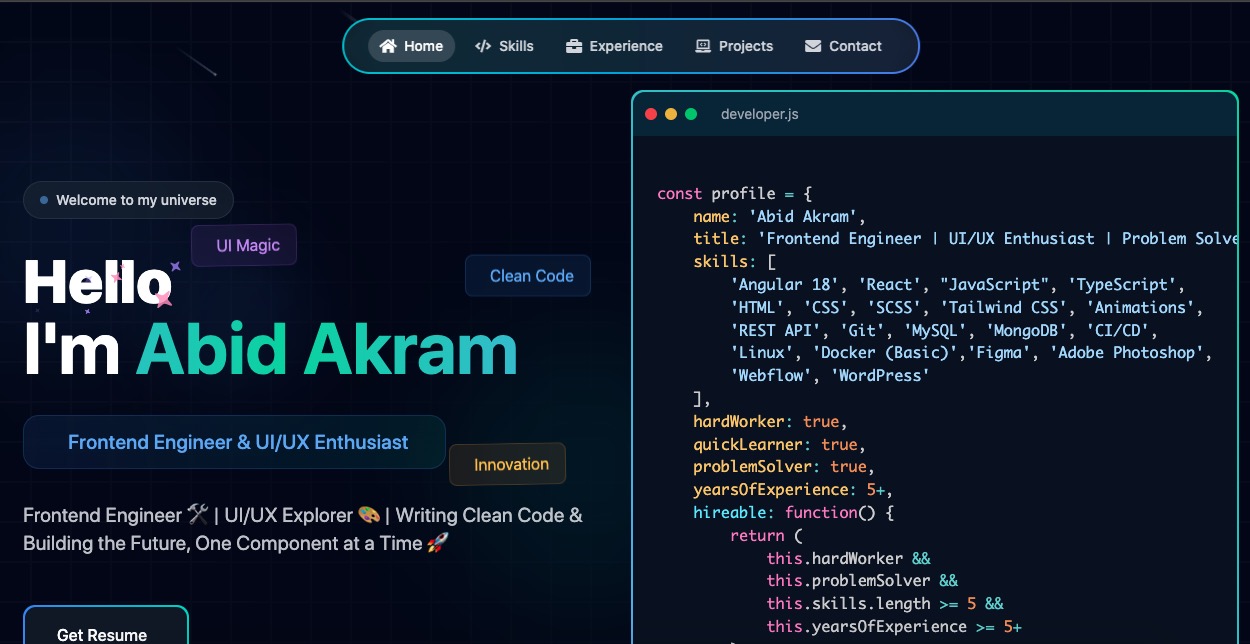 Abid Akram Portfolio screenshot